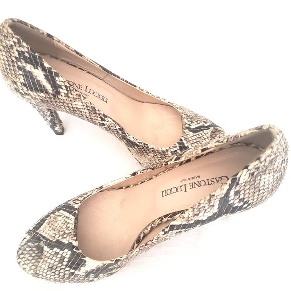 Gastone Lucioli Peep Toe Heels-Python Skin 8.5 - Picture 2 of 8